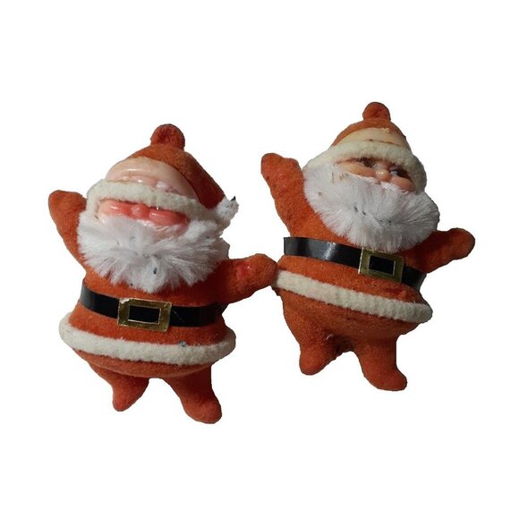 Vintage Lot of 2 Flocked Santa Floral Picks Faded Crafting Supply - Picture 11 of 12